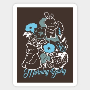 Animal Friends and Morning Glory Flowers Sticker